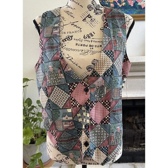 Vintage 111 Main Quilted Patchwork Vest Cottagecore‎ Handmade S/M - Picture 1 of 8